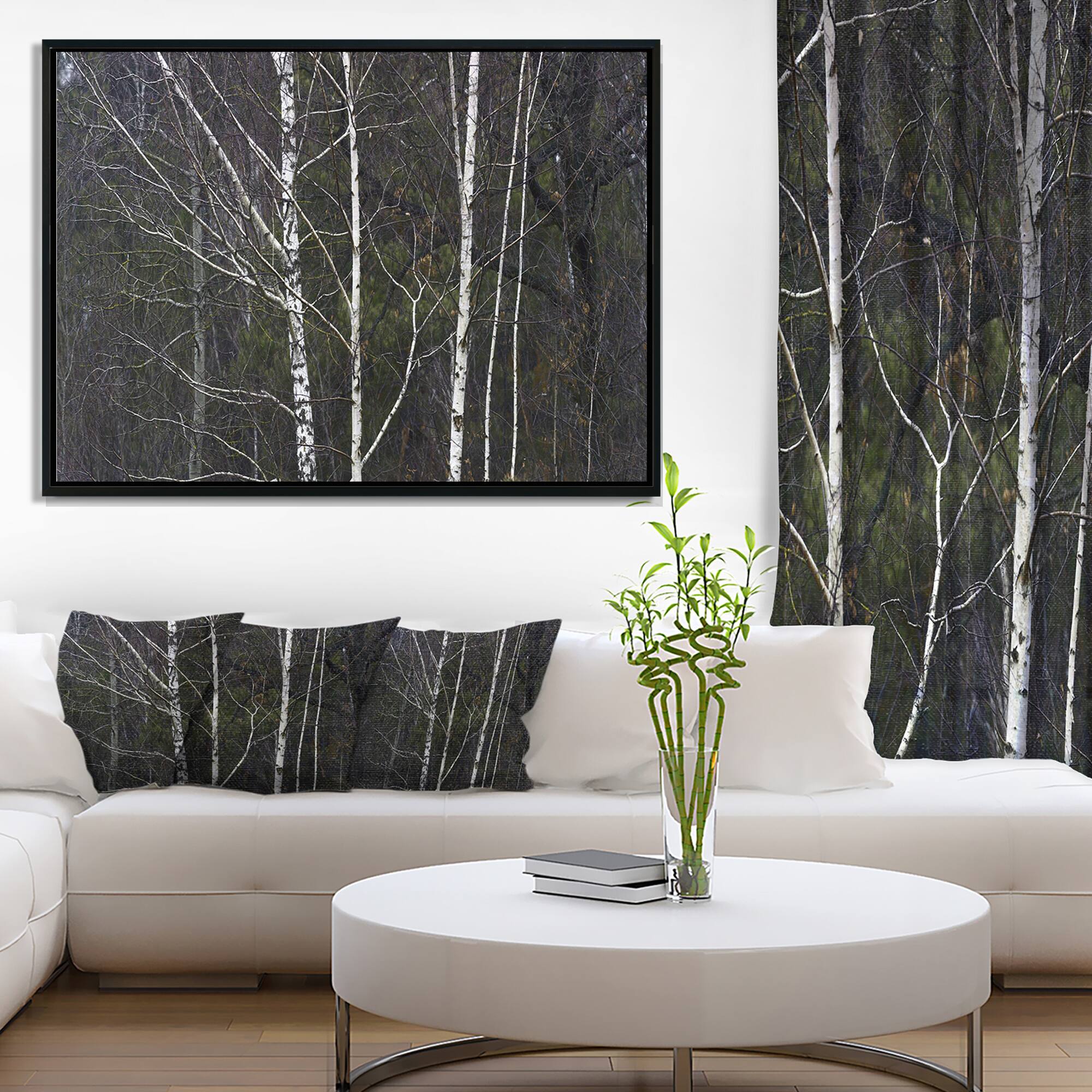Designart - Black and White Birch Forest